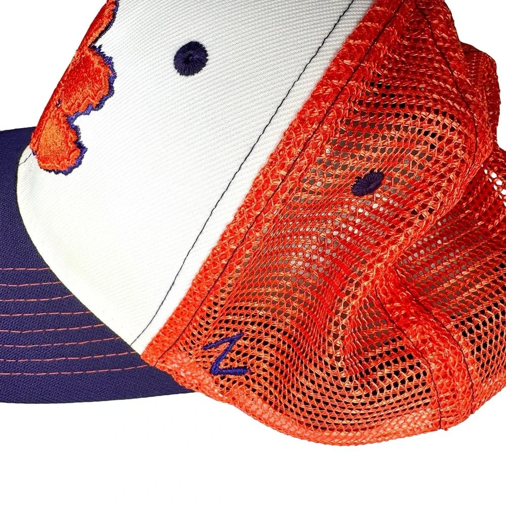 Clemson Tigers Mesh Snapback Hat Cap Paw Orange Purple Embroidered Adjustable
